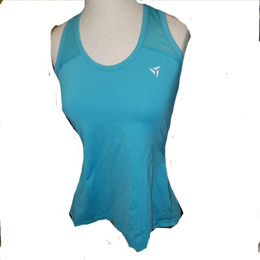 DEFY ATHLETIC TOP SZ M TEAL REAR HEM SKIRT